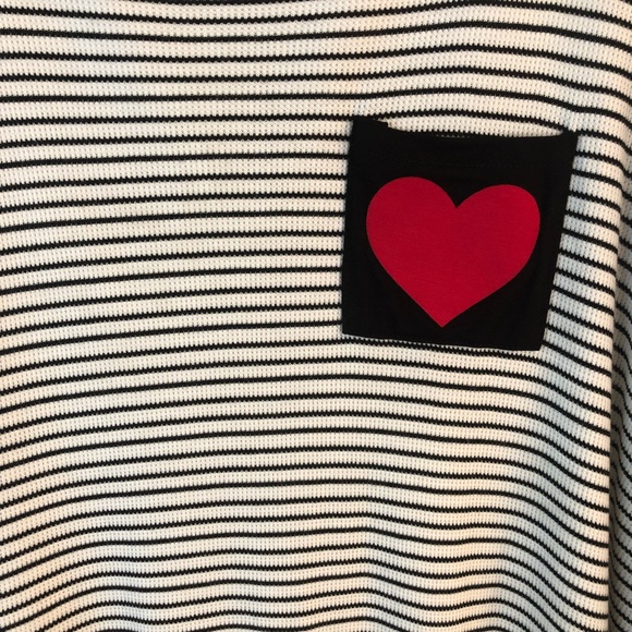 Now N Forever Black White Stripe Heart Tunic Dress - Picture 3 of 8